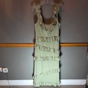 As Is- Show Me Your MuMu Ruffle Dress in Olive- Sold As Is